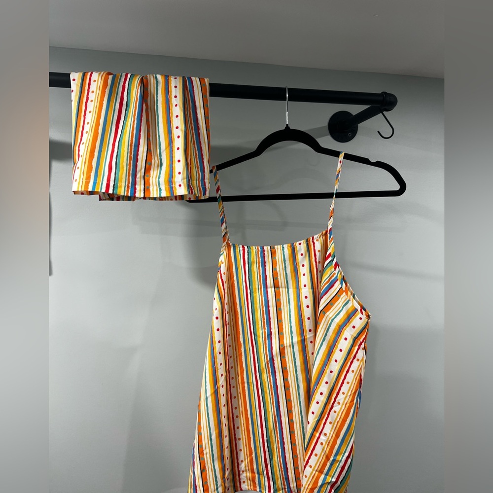 SHEIN Multicolor Striped Tank Top & Shorts Matching Set